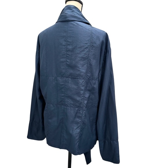 PURE DKNY BLUE SILK WATERFALL FRONT OPEN JACKET COAT - Picture 6 of 13